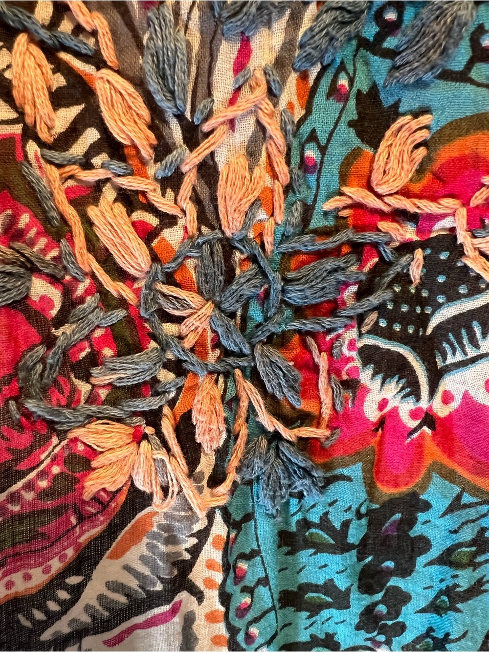 🌺Raj Embroidered Floral Swim Coverup / Tunic Dress - Picture 5 of 5